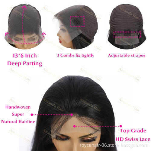 40 Inch Long HD  Glue less Swiss Transparent Lace Frontal Wig wholesale Vendors, Raw Virgin 100% Human Hair Wigs for Black Women